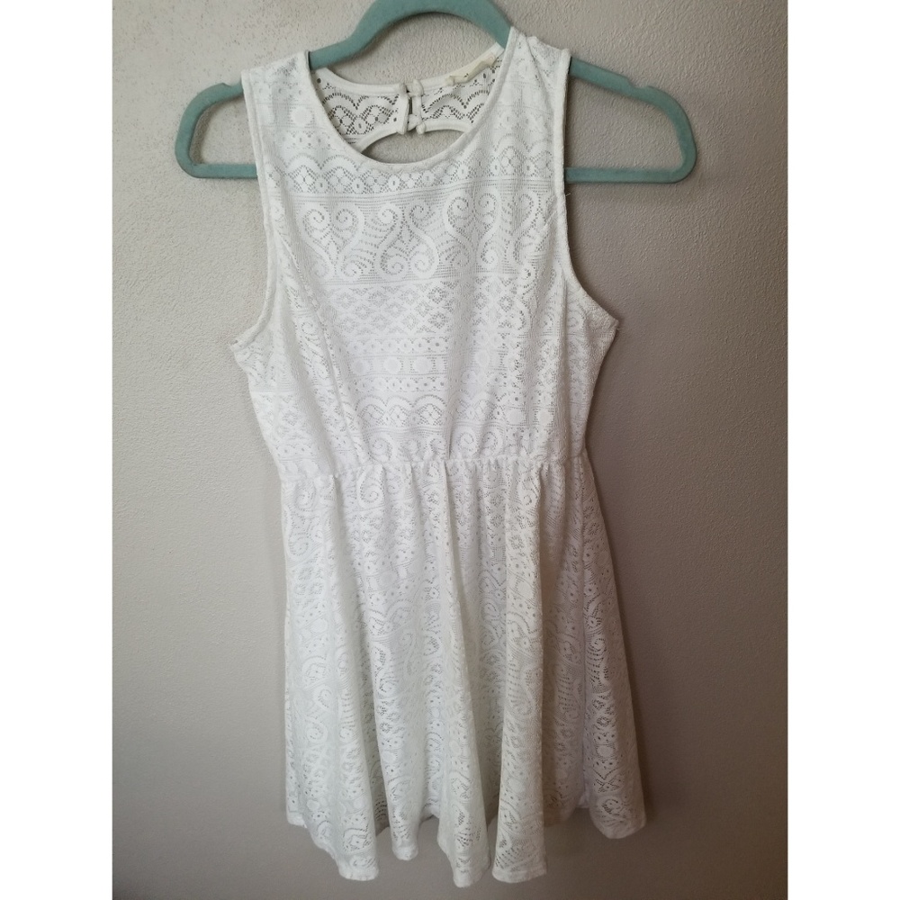 Lace white skater dress